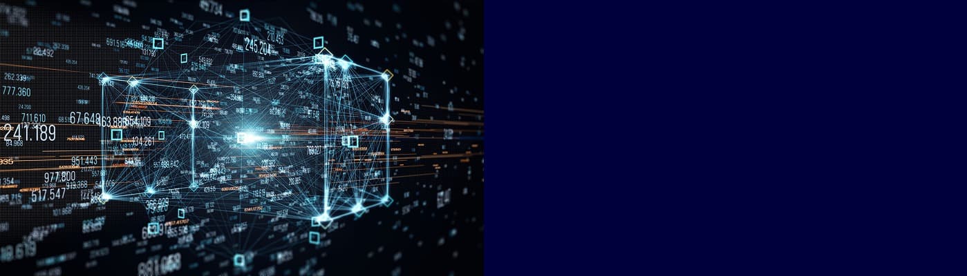 Imagem digital futurista com elementos de tecnologia, códigos e redes conectadas